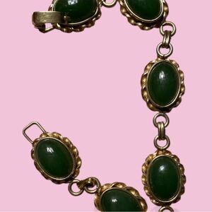 Vintage Gold and Green Stone Bracelet